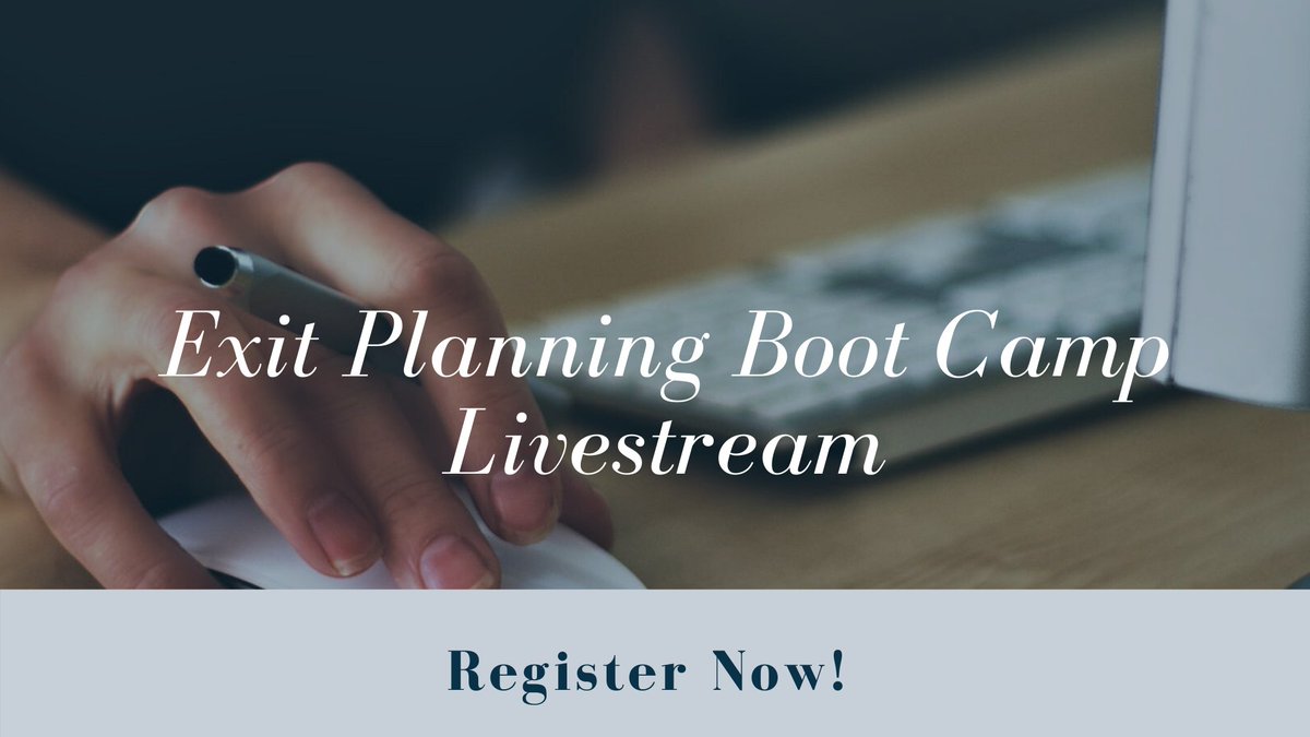 JBrownExitPlan's tweet image. BEI’s Exit Planning Boot Camp Livestream is the first step in Exit Planning education. Learn how to implement Exit Planning into your practice and set yourself apart from the competition. Register now! #livestream #practive
hubs.ly/H0rYfHQ0