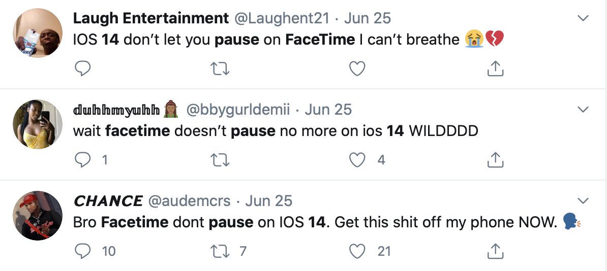 You know how when you're on a FaceTime call and you have to read a text, it pauses the video? In iOS 14, this no longer happens and their video shows up in a PiP window! I thought this was great, though a quick Twitter search shows that this is a controversial change, lol…