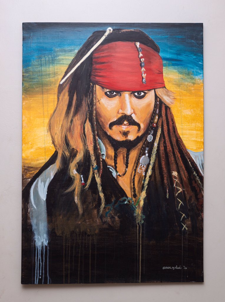 nias_nyalada's tweet image. As we begin this new month, the second half of 2020.
Here's a giveaway Acrylic painting on canvas of Captain #JackSparrow (size:100x70cm) to anyone who will get the most Retweets in 48hrs 

#art #artistontwittter #TwitterGulio #PiratesOfTheCaribbean #Tanzania #JohnnyDepp