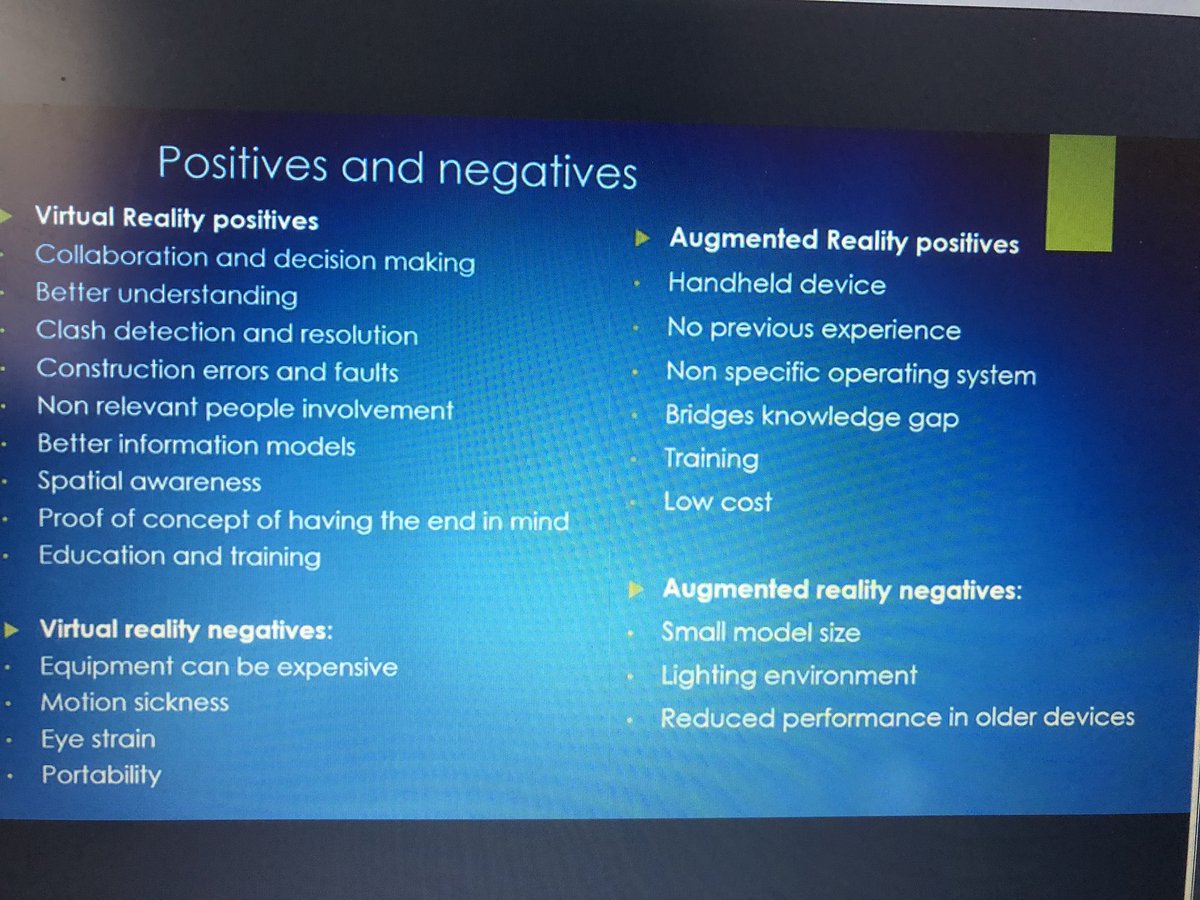 UKBIMA_East's tweet image. Dinos Ipiotis of MLM Group outlines the positives and negatives of AR/VR #VisualisingProjects