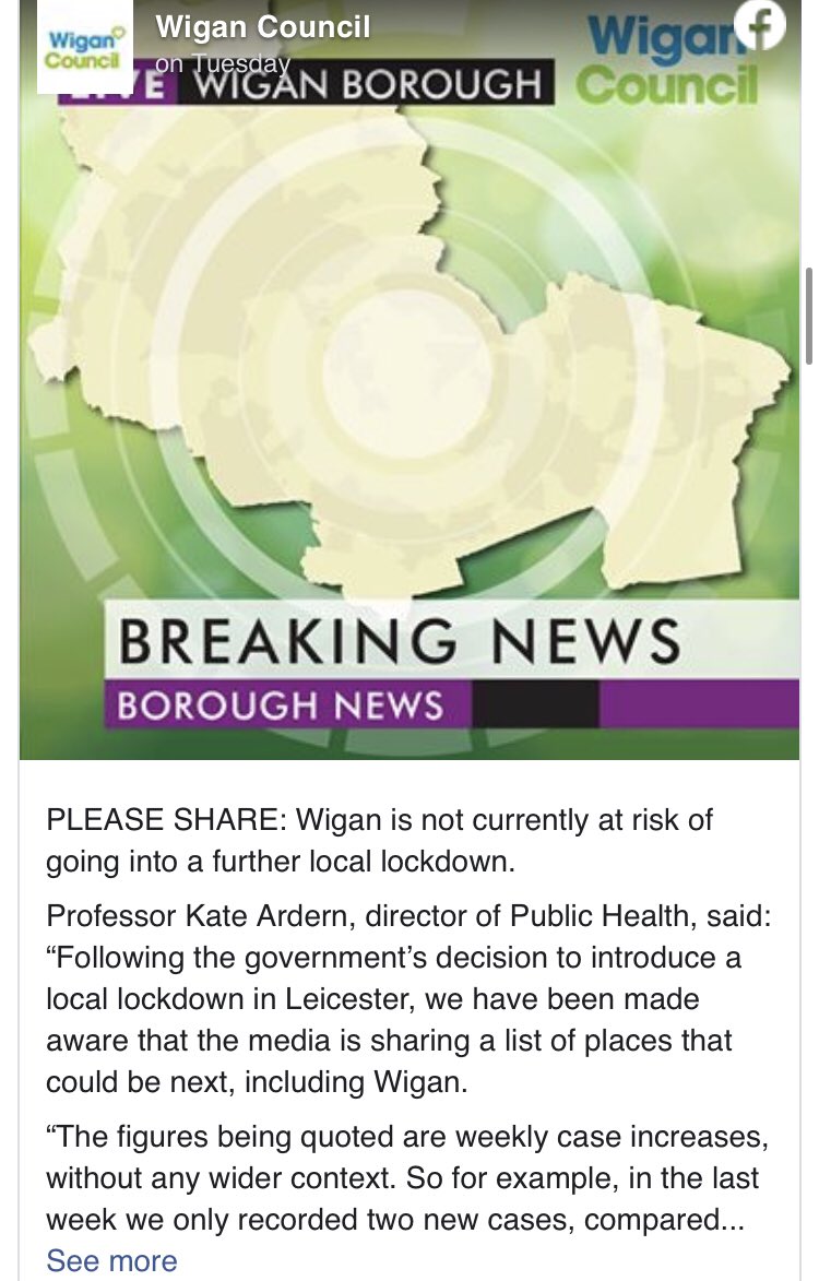 However, these lists are often based on weekly case increases "without any wider context" according to Professor Kate Ardern.Her comments were shared on Facebook by Wigan Council, which countered misleading claims circulating in some local groups with thousands of members