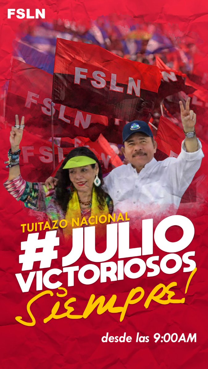 LSandinisa's tweet photo. @EEngells1989 @ChifleteraDona @jcastano020975 @taniasandinista @ElDuendeMalvad7 @MoralimpiaLa @RenesSalas @IndiraVargas97 @ETreceros @georginnic @LadyngVargas 19 de julio habrá hoy y siempre
#JulioVictorioso https://t.co/6yTBQrOsU5