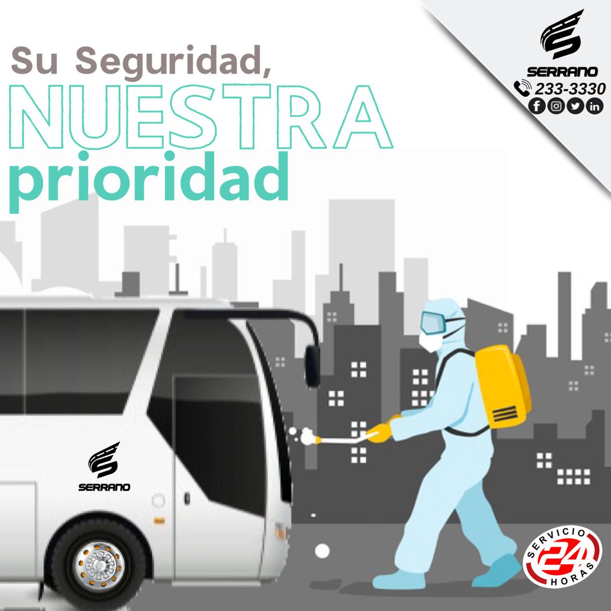 En <a href="/tytserrano/">Turismo Serrano Pty</a> nos encargamos de transportar sus colaboradores con los mejores protocolos de higiene y seguridad,  personalizamos sus rutas, garantizamos la puntualidad.

Contamos con disponibilidad  24/7 a nivel nacional.

Contactenos:.
☎️233-3330
📧info@panamabustransport.com.