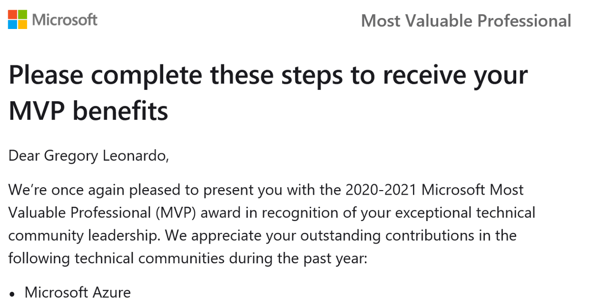 Extremely honored today to be awarded an Azure MVP for the 4th year.  This isn't possible without the kids, community, and veterans I support. @CampusMgmt @TampaCommunity #MVPBuzz #Azure @MSCloud @Azure @Microsoft @VetsInTech