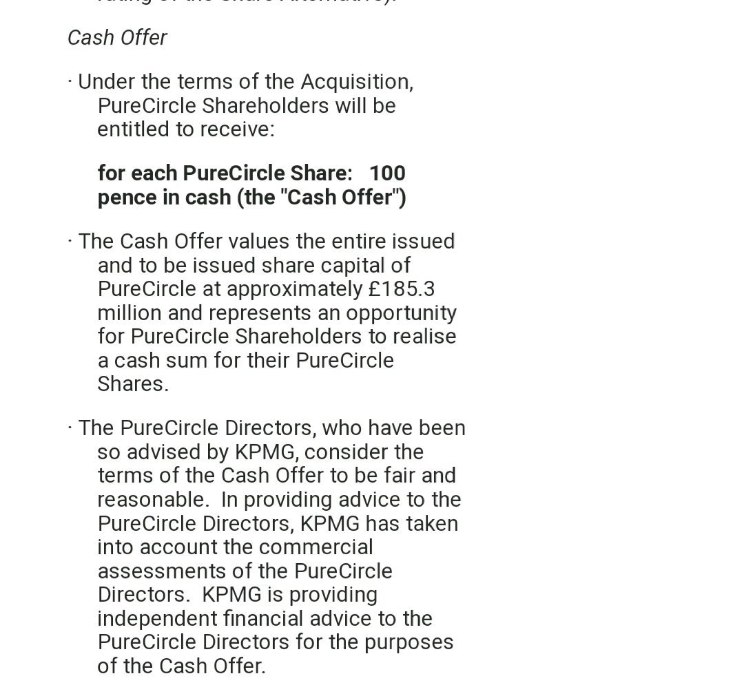 conkers3's tweet photo. @MGinvestor Ordinarily no.
However I'd been sitting on 39 completed portfolio #takeovers in 6 yrs for a while.
There4 when Iπ€spotted a recommended Β£1 cash offer for #PURECIRCLE on 9/4/20, yet weeks later the sp faced #Covid19 panic. https://t.co/4zmcf7usFq
I purchased #PURE #shares @ >76p https://t.co/vEUdRX3geJ