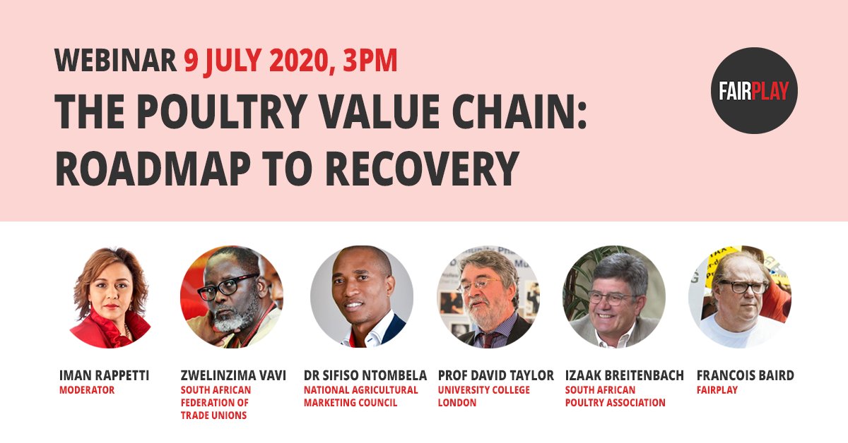 How will SA’s chicken industry position itself for #growth after #COVID19?

We’ve assembled a panel of thought leaders to uncover the forces shaping this key agricultural sector. 

Register for our #webinar here: bit.ly/2YLTGlo
Tag your questions with #RoadmaptoRecovery