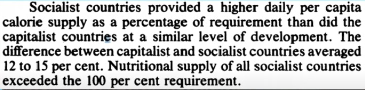 I have to say that it was done in a time that there was already decline in socialist countries (to cover in the future).First fact... people in socialist ones had more calories per capita (more 12% to 15%)...and imagine... they exceeded the 100% requirement.. surplus!3/