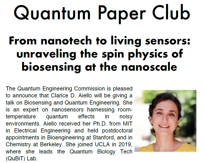 AMIV an der ETH (@amiv_ethz) on Twitter photo Next Tuesday, July 7th 18:30 CET, <a href="/ClariceDAiello/">Clarice D. Aiello (she,her)</a> will give a talk at the Quantum Paper Club of the AMIV Quantum Engineering Commission. More information on amiv.ethz.ch. Next Tuesday, July 7th 18:30 CET, <a href="/ClariceDAiello/">Clarice D. Aiello (she,her)</a> will give a talk at the Quantum Paper Club of the AMIV Quantum Engineering Commission. More information on amiv.ethz.ch.