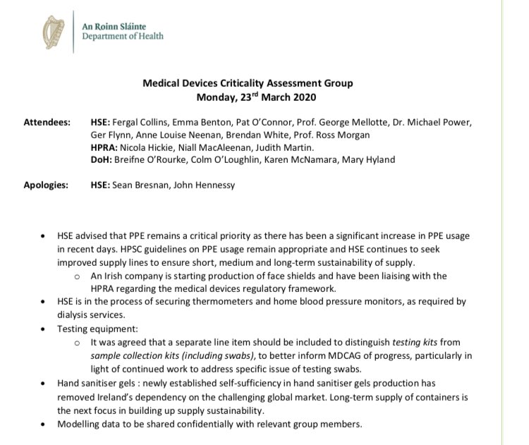 Next minutes seem to contradict this, that this Committee does hold responsibility or have capacity to model demand ? There is huge level of secrecy around PPE demand model, and it’s unclear why