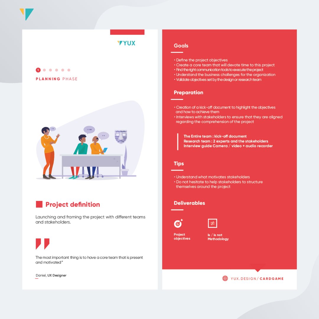 helloyux's tweet image. #1 [The planning phase: Project definition]

This first step in our projects is crucial. If done badly, it can jeopardize the whole process !

Discover the Full Approach (in french or English) here 👉 yux.design/yux-cards

#design #Africa #uxdesigntools #designprocess  #hcd