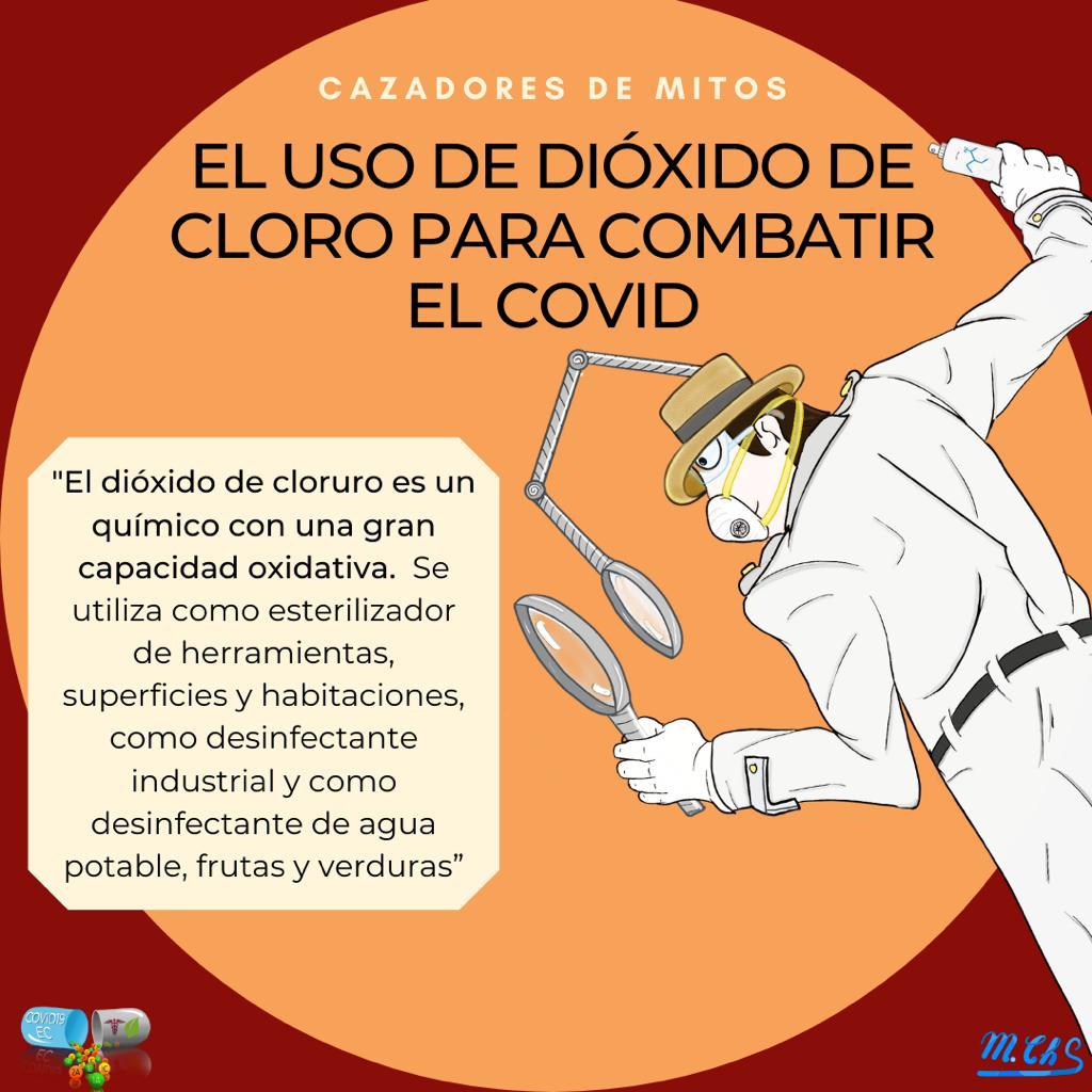 Covid19ec2's tweet photo. ¿Sirve el dióxido de cloro para prevenir o tratar el COVID-19? 
¡Aquí te presentamos lo que necesitas saber!  
Encuentra este artículo y más información en la sección “CAZADORES DE MITOS.” 👇
Rompiendo Mitos: Dióxido de Cloro https://t.co/81VKHGme0y
#dioxidodecloro  #coronavirus https://t.co/x9t5Tq6iuk