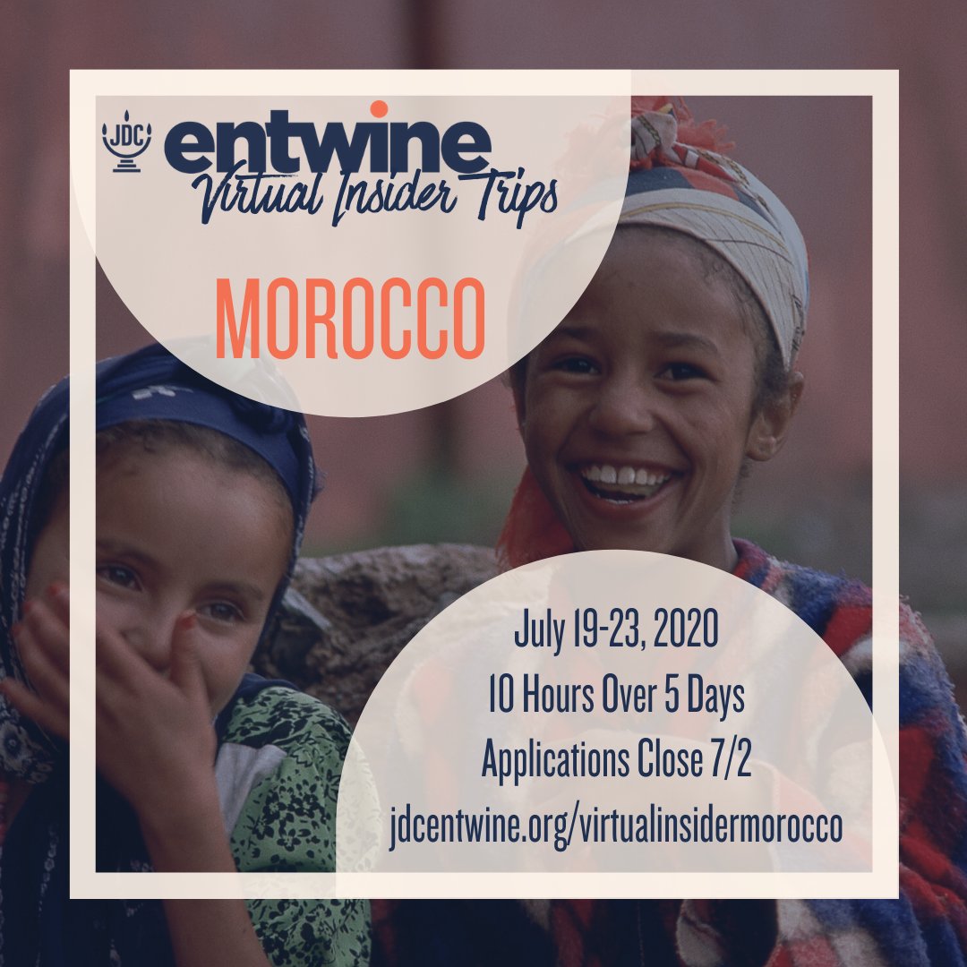 APPLICATION DEADLINE TOMORROW 7/2. Meet Israelis with Moroccan roots, who are preserving their unique heritage through study, music, and travel. Through conversation w/ JDC staff, learn how JDC is assisting the Moroccan Jewish community right now. jdcentwine.org/virtualinsider…