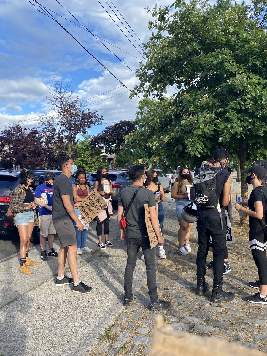 There was a significant police presence yesterday at Loreto Park. The “Blue Lives Matter” rally had a permit to be in the park, so we wanted to remain in a section outside to peacefully counter-protest in support of racial justice and divesting from NYPD to reinvest in community