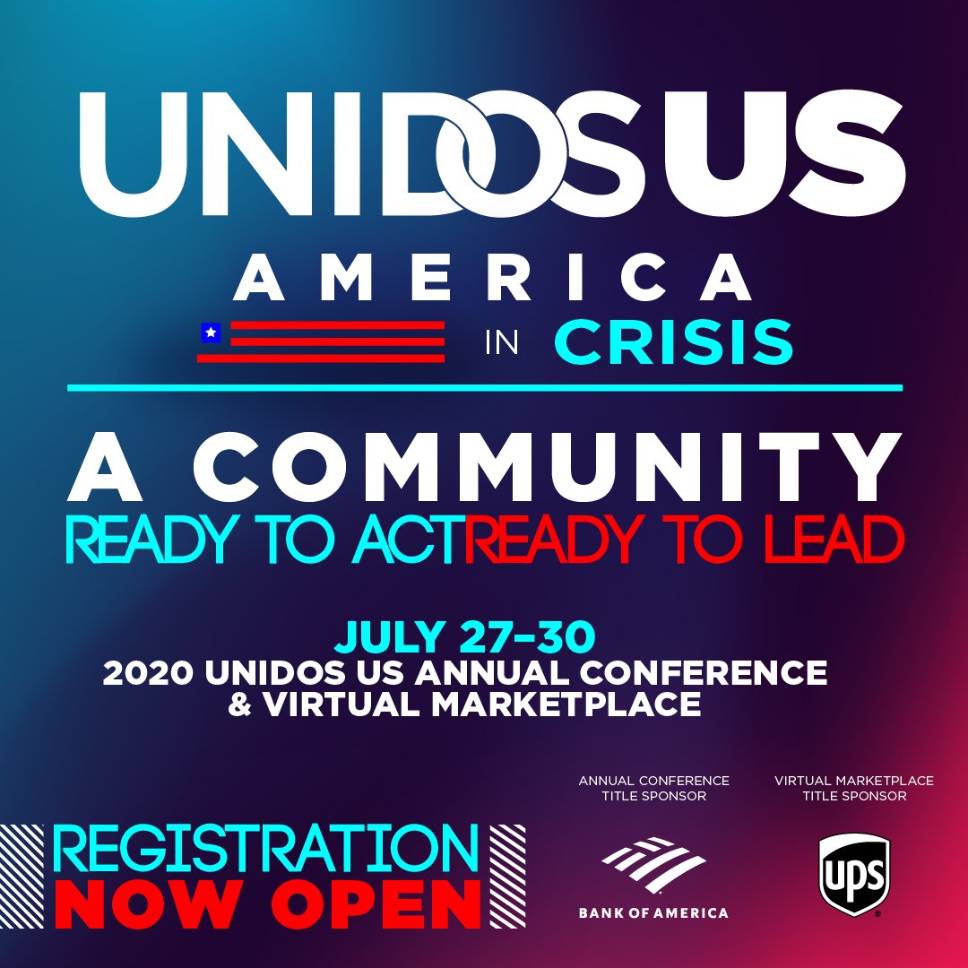 💻 This year #UNIDOSUS20 is going virtual. Registration is NOW OPEN and FREE to all registrants. Join the largest gathering of Latino professionals, community leaders, advocates, all committed to social change and moving the country forward. Register here: conference.unidosus.org