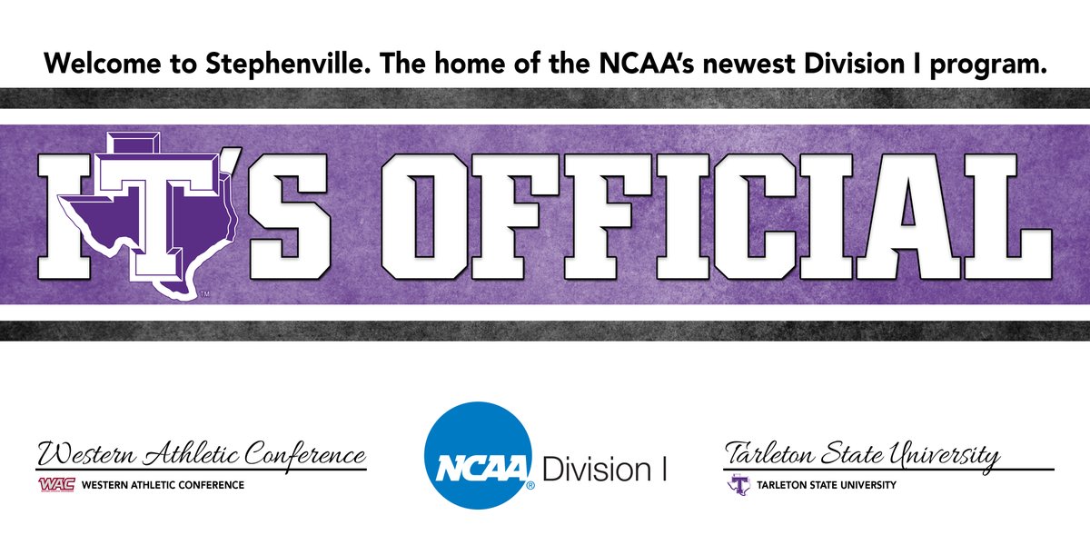 We are proud to be home to NCAA's newest Division I program! #bleedpurple #visitstephenville💜🌟🎉