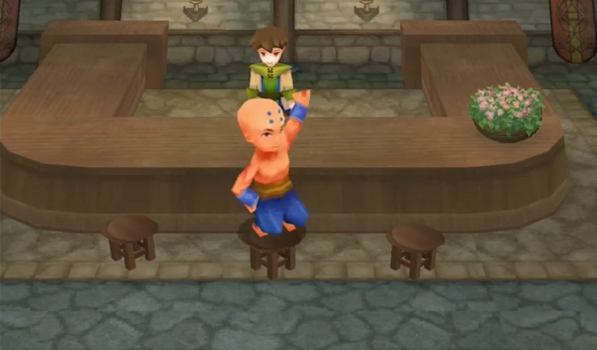 In FFIV (yes again, this entire game is weird) there is a girl who offers a dance. If you pick yes, she'll transform into a monk, start dancing around on the chairs, and then turn around and promptly change back into a dancer girl. It gives you nothing & is never adressed again.
