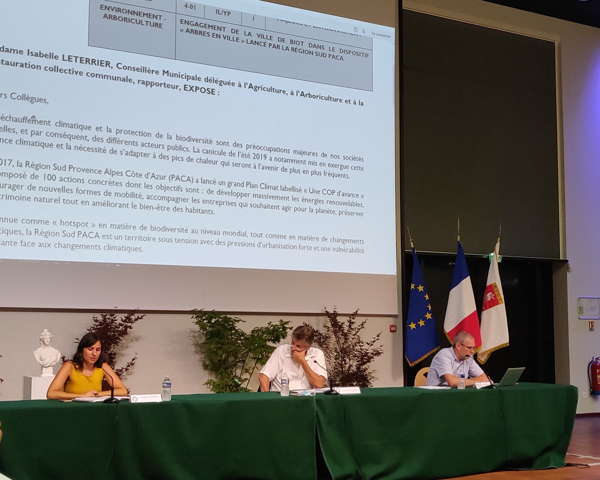 Mardi au conseil municipal avec toute l'équipe de @JPDERMIT et Isabelle Leterrier qui a présenté sa première délibération avec un superbe projet : l'adhésion de #Biot au programme de la région 'Un million d'arbres' pour le futur verger pédagogique de #Biot à Saint-Éloi. 🌳🌳🌳