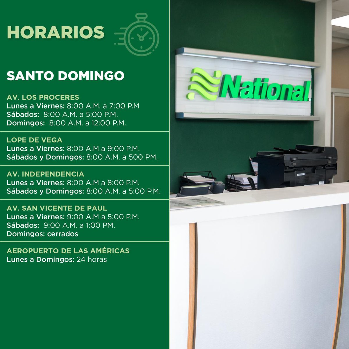 Nationalcarrd's tweet photo. ¡Que empiecen las aventuras y experiencias! 
Con alegría les informamos que a partir de hoy decimos presente en los aeropuertos principales del país y nuestras estaciones estarán abiertas en sus horarios regulares. Te invitamos a deslizar para conocer más. #NationalCarRD https://t.co/4SlxbHWoEK