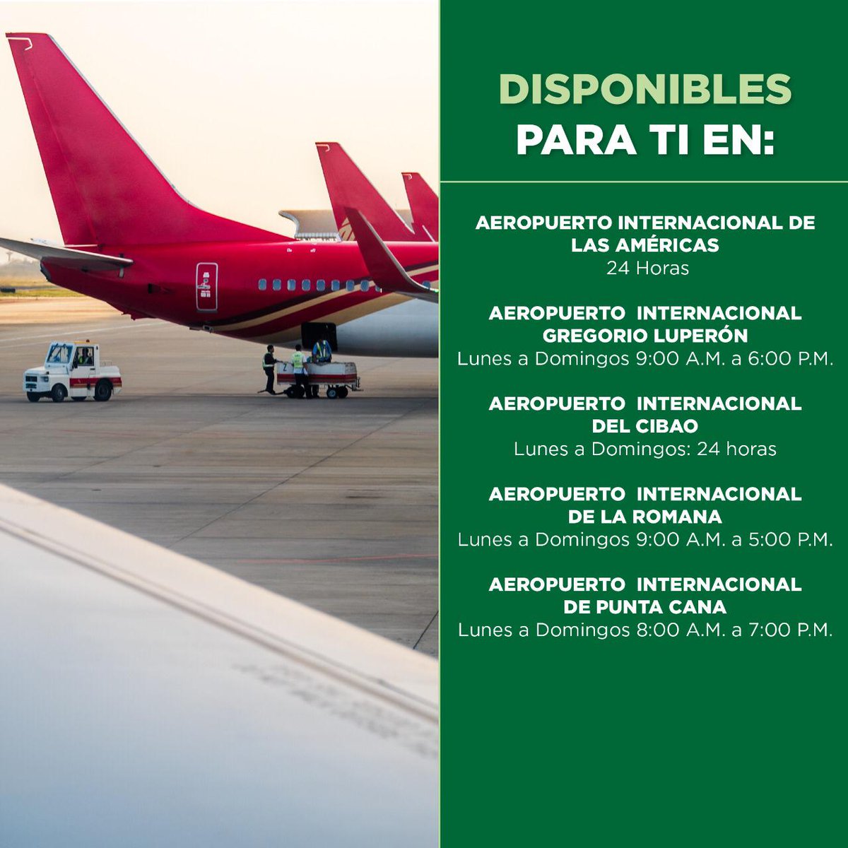 Nationalcarrd's tweet photo. ¡Que empiecen las aventuras y experiencias! 
Con alegría les informamos que a partir de hoy decimos presente en los aeropuertos principales del país y nuestras estaciones estarán abiertas en sus horarios regulares. Te invitamos a deslizar para conocer más. #NationalCarRD https://t.co/4SlxbHWoEK