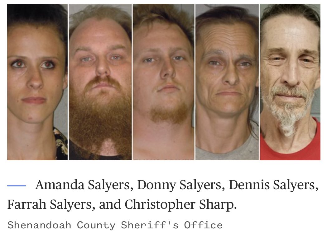 enoughbadapples's tweet photo. These five white supremacists were charged after assaulting a Black pastor, Leon McCray, who was organizing protests in Virginia. When the pastor called the cops to report the assault, the responding officers initially arrested him. / Shenandoah County, VA / June 1, 2020 https://t.co/gorfqNuVm2