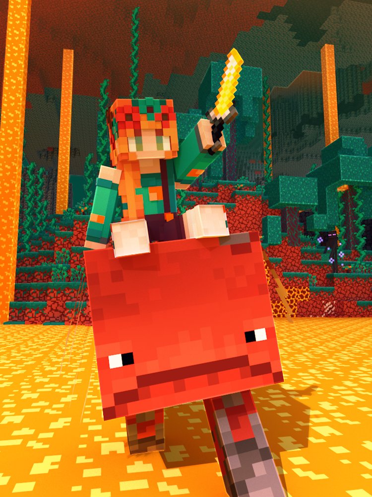First time trying out a 'Mojang-styled' render to keep the 1.16 hype going! 😀

Hop on <a href="/GeminiTayMC/">GeminiTay</a>'s cute little strider and follow her journey through the nether! ⚔️

» 1.16 let's play: youtube.com/playlist?list=… 

#Minecraft #minecraft建築コミュ #NetherUpdate