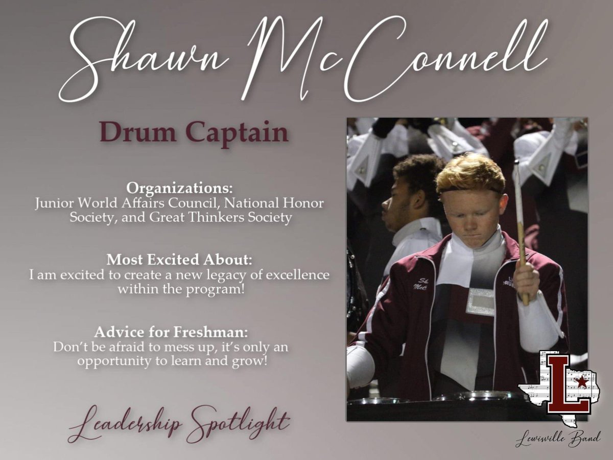LewisvilleBand's tweet photo. Another 2020-2021 Leadership Team Band Council member! Drum Captain Shawn!

@LewisvilleHS 
@HedrickBand 
@Hedrick_MS https://t.co/iSyVCLLs9F