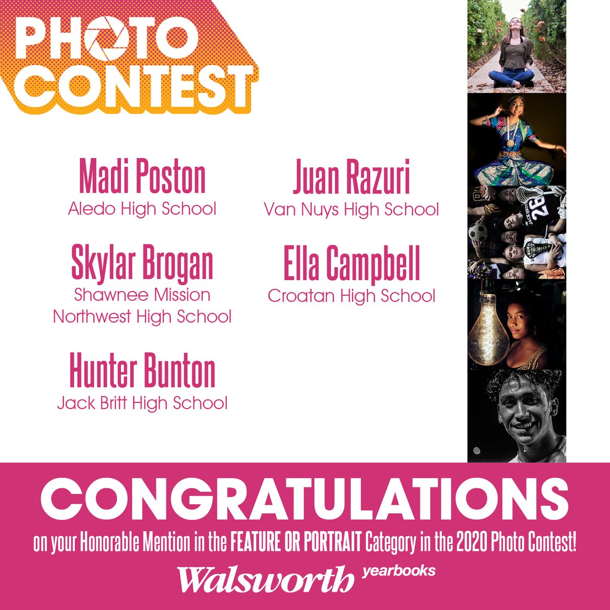 yearbookforever's tweet photo. Congratulations to our 2020 Photo Contest Honorable Mentions! Visit our 2020 Photo Contest Gallery to see all our winners. https://t.co/1Gb5eEmhtF

#2020PhotoContest https://t.co/ejpSvz6AdQ