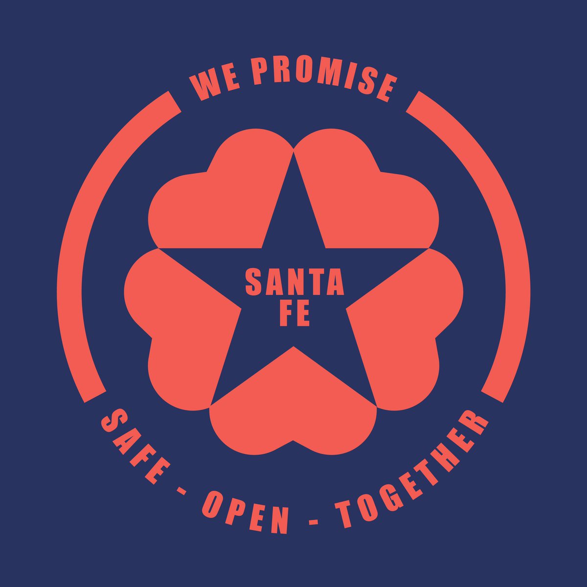 MayorWebber's tweet photo. You’ll be seeing the #SantaFePromise logo all over town as a reminder that we #MaskUp and keep our #SocialDistance. It’s a great logo made even better because it was created by a #SantaFe success story Julian Williams graduate @SFUAD 2017. #SafeOpenTogether. https://t.co/iPdbDjkZsO