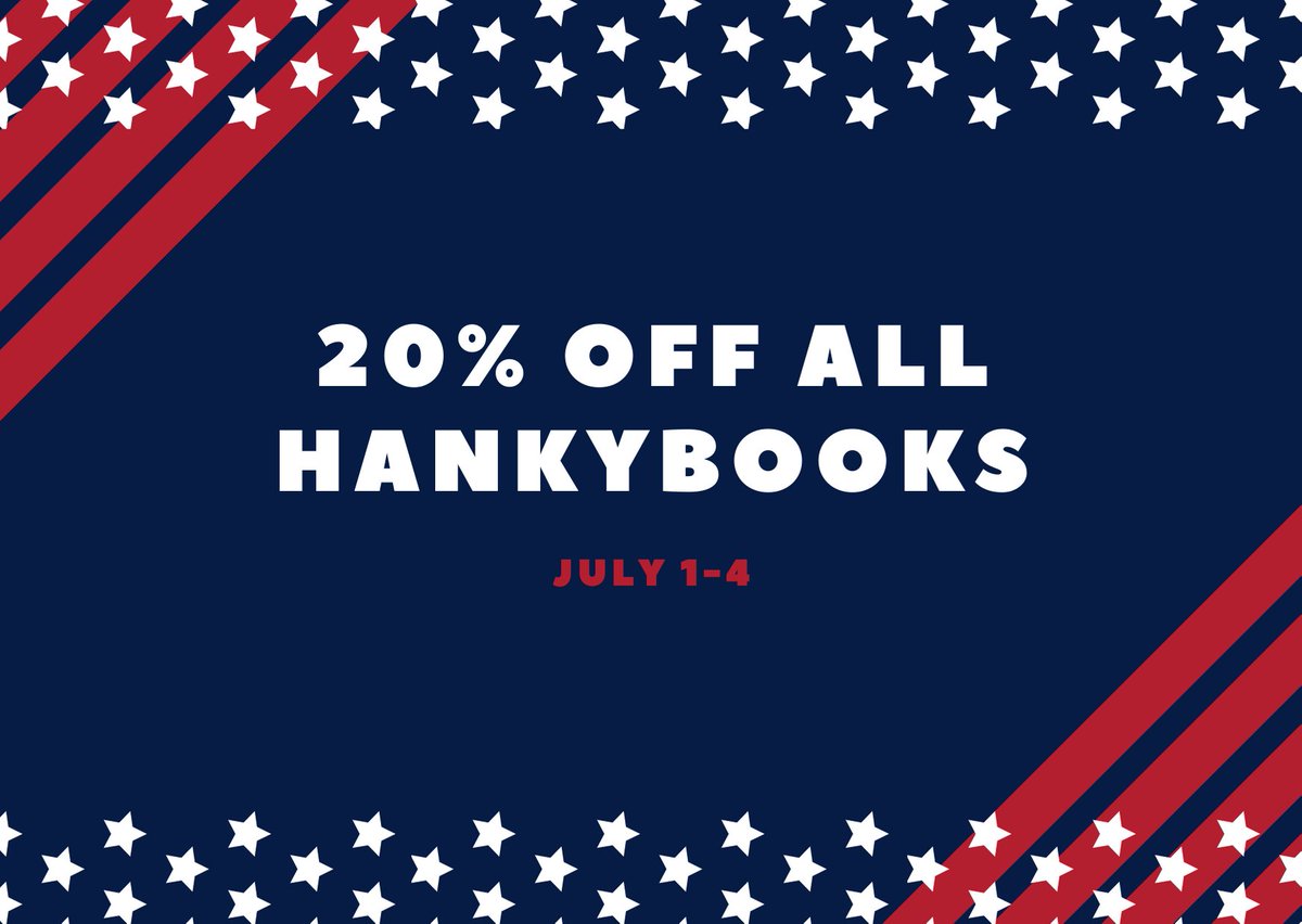 HankyBook's tweet photo. For #handkerchief fans, I'm running a big 20% off special from today through July 4. Just use "JULY20" at checkout. Also, I hope you like the new shop - it was due for a face lift ☺

👉 https://t.co/QeNYZA3ECI https://t.co/tMeCjpYkU8