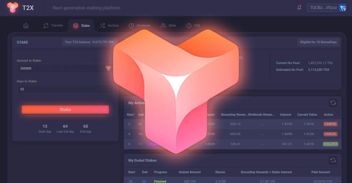 As part of our platform launch 3,000,000 $T2X tokens are going to be #Airdropped! 

Retweet and Post your TRON address below to get your share of the #Airdrop 

#Airdropalert #TRON $TRX #Staking #Crypto #T2X