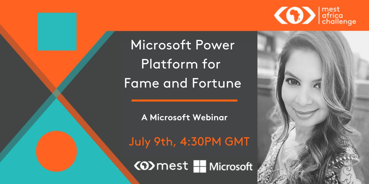 MESTAfrica's tweet photo. #MESTAfricaChallenge key partner @Microsoft presents “#MicrosoftPower for Fame and Fortune” on Thursday, July 9th! Register to learn how to start attracting customers, fulfilling orders and handling customer feedback with Microsoft at https://t.co/uwjW1xMoso https://t.co/ezLZZdJXlR