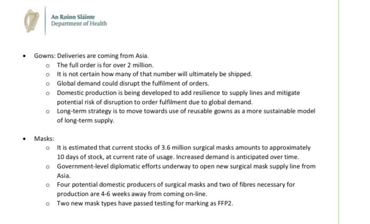end of April. four new surgical mask manufacturers coming onstream? does anyone know the Irish companies involved? (also interesting that there were two domestic fibre producers. aware of two suppliers for gowns material, but not mask material)