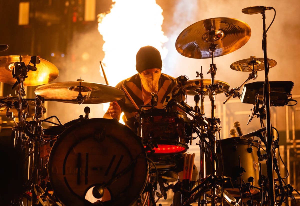 The one and only <a href="/joshuadun/">josh dun</a> sporting a little drumlite action on the <a href="/twentyonepilots/">twenty one pilots</a> bandito tour last year! 🤘