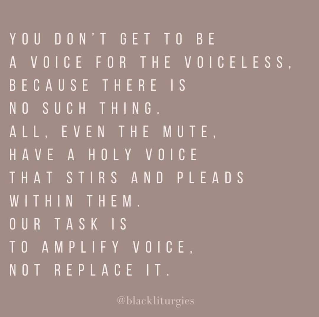 themrshuggins's tweet photo. Even the mute have a holy voice. (!!!) Amplify. Don't replace. 

*Graphic by @blackliturgies https://t.co/Xy0u6H8LZO
