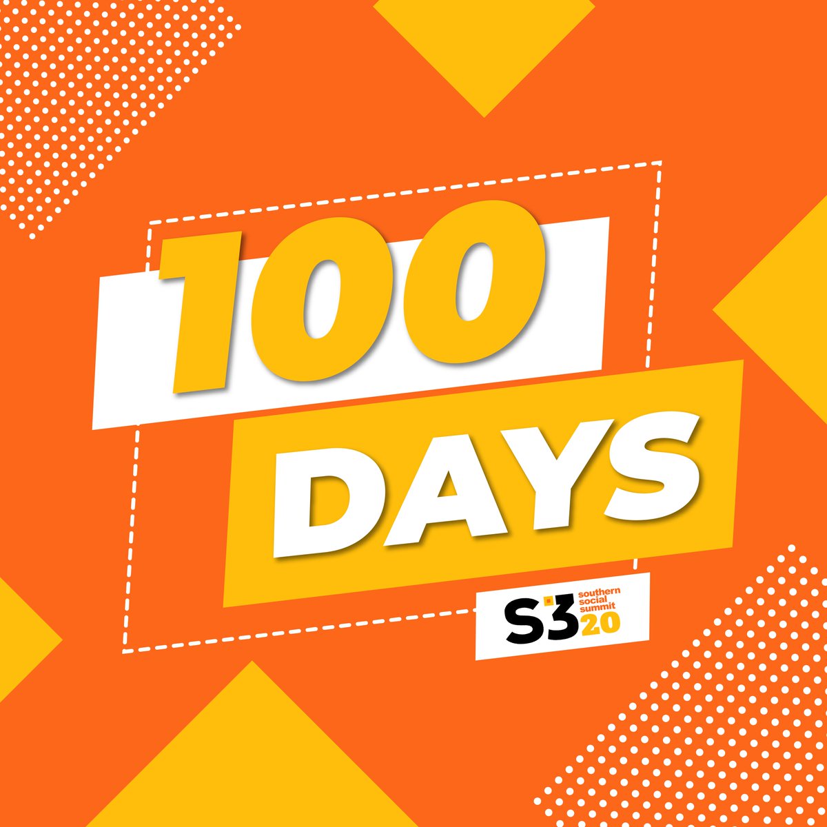 SouthSocSummit's tweet photo. 100 DAYS until the start of S3 2020! Have you gotten your ticket yet? https://t.co/rLAWfJYqem