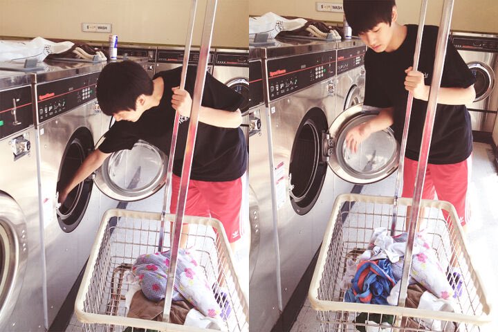 i had to go to the laundromat once or twice a week because i had to change a lot of clothes because i had a lot of lessons.actually, it was kind of annoying.. ^^;