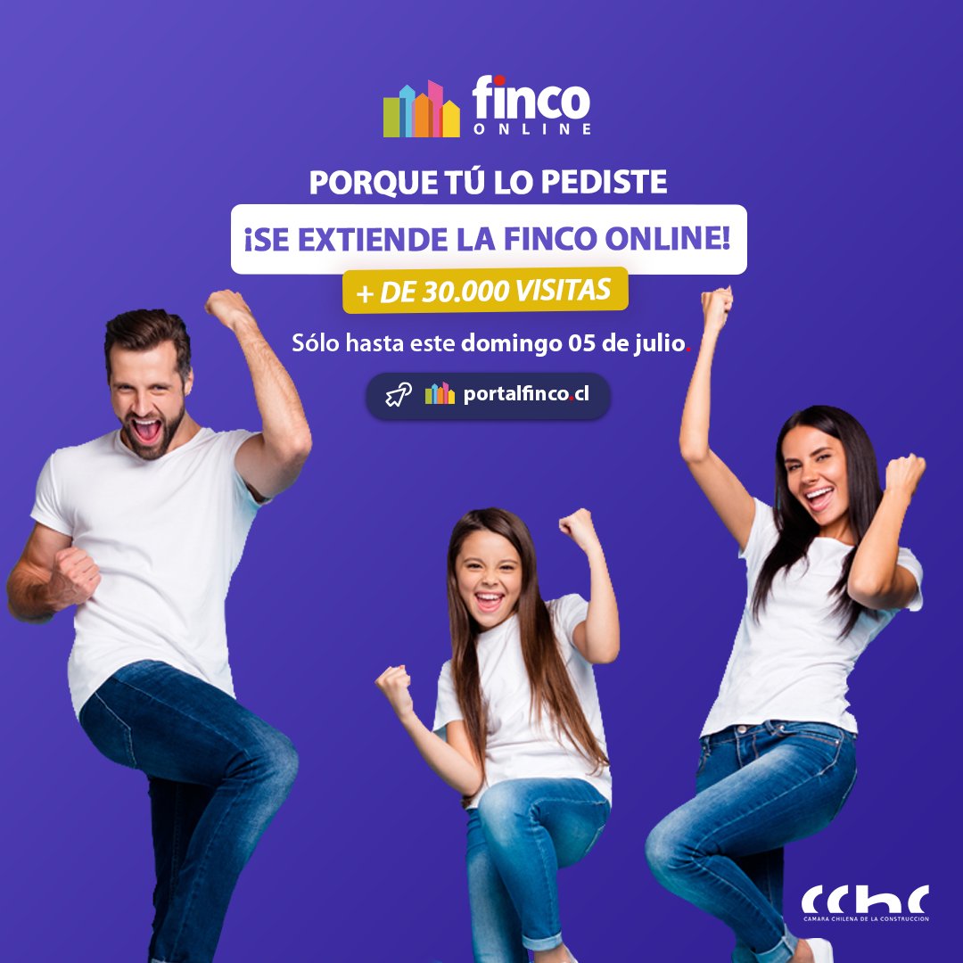 FincoOnline's tweet photo. Si sueñas con invertir en tu futuro, ¡esta es tu oportunidad! Extendemos la #FincoOnline 👩🏽‍💻👨🏻‍💻 sólo hasta este domingo 5 de julio. Conoce toda la oferta de casas 🏡, departamentos y oficinas en la Región del Biobío. Atrévete, cotiza y pre aprueba tu futuro crédito hipotecario. https://t.co/JWUQ7zklaQ