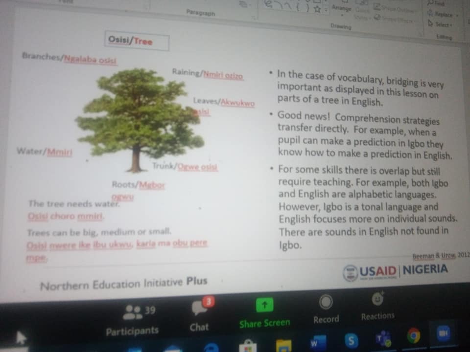USAIDNEIPlus's tweet photo. Development of Early Grade Reading materials in Igbo and Yoruba languages - Earlier today the NEI Plus team facilitated a Teaching Learning Material Writers Virtual Workshop Test Run. #LetsRead #Mukaranta https://t.co/Rw54gFEWbU