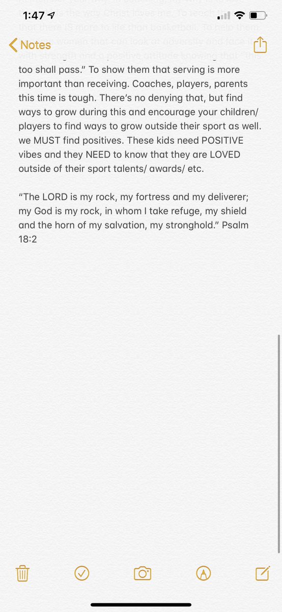 CoachSCampbell's tweet photo. Athletes, Parents, &amp; Coaches... I don’t put my thoughts out there much, but hanging out today I thought I’d just start typing to remind myself what I need to be focusing on during this time. #positivity https://t.co/xM7BDz9d6A
