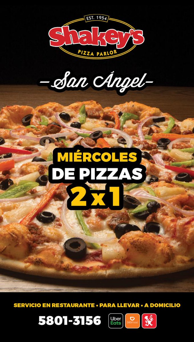 Además no olviden que es #miércoles de pizza 2x1 en nuestra sucursal San Ángel... ¡los esperamos!