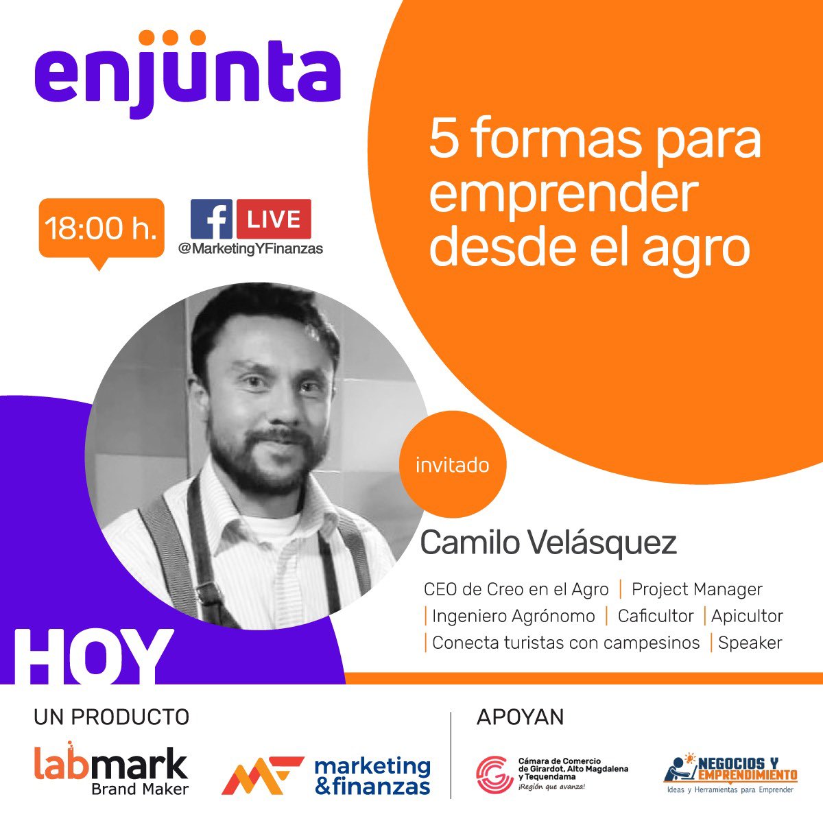 MktQuijano's tweet photo. ¿Cómo Emprender desde el Agro? 🌳
HOY MIERCOLES 6 PM.
Tenemos invitado a #EnJunta al Experto @cvelasquezon CEO Creo en el Agro
cómo realizar #Emprendimientos desde Agro en épocas de Crisis👨💻@Labmark1 @MktFinanzas @negociosyempren
CONÉCTATE al Facebook live #Marketingyfinanzas https://t.co/FhrT0cGF9J