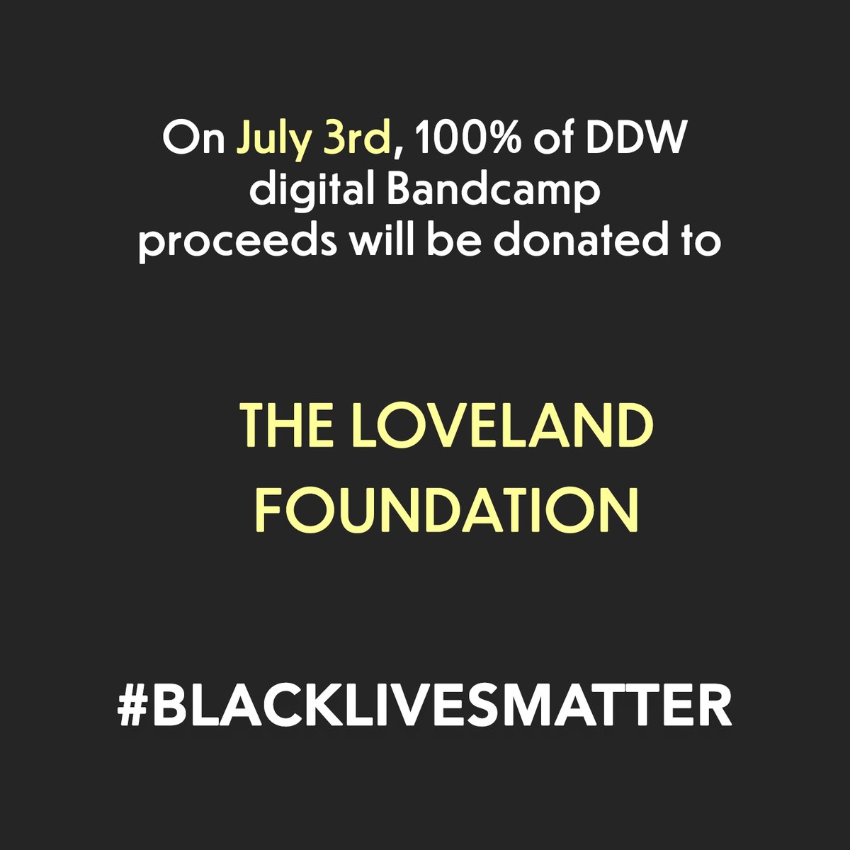 next <a href="/Bandcamp/">bandcamp</a> day is this Friday and we're sending our proceeds to The Loveland Foundation, who provide mental health resources for Black women (thelovelandfoundation.org). patiently waiting for <a href="/feldou/">Hi Felicia</a>'s list of bandcamp day recommendations 👀