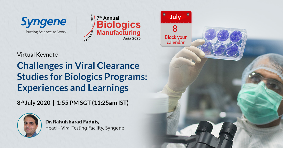 Syngene at Biologics Manufacturing Asia 2020 Virtual Conference