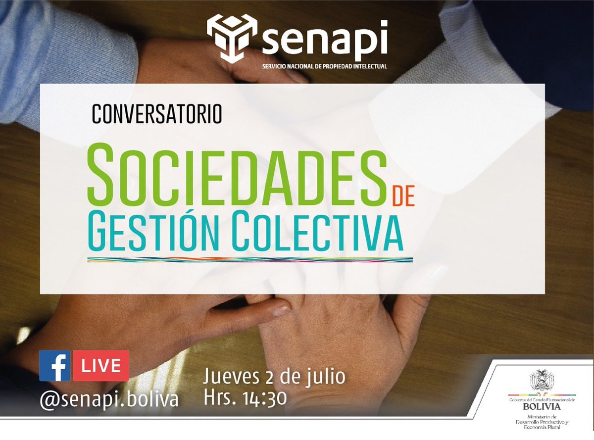 SenapiBol's tweet image. ¡Atención!

Conversatorio sobre Sociedades de Gestión Colectiva

No te lo pierdas

#QuédateEnCasa
#YoMeQuedoEnCasa

#Senapi
#ProtegeTuCreación