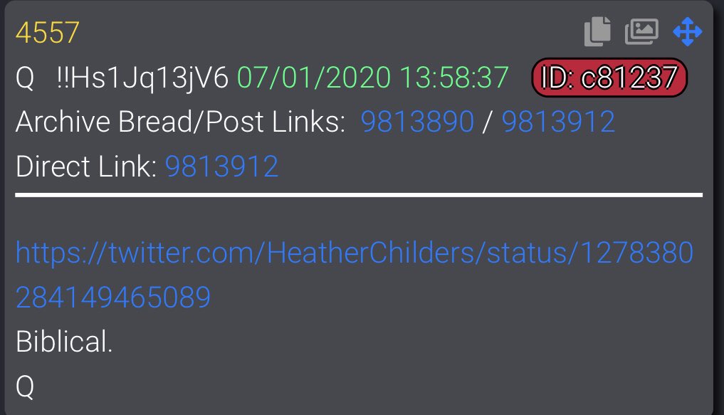 Q4557 https://twitter.com/HeatherChilders/status/1278380284149465089Biblical.Q