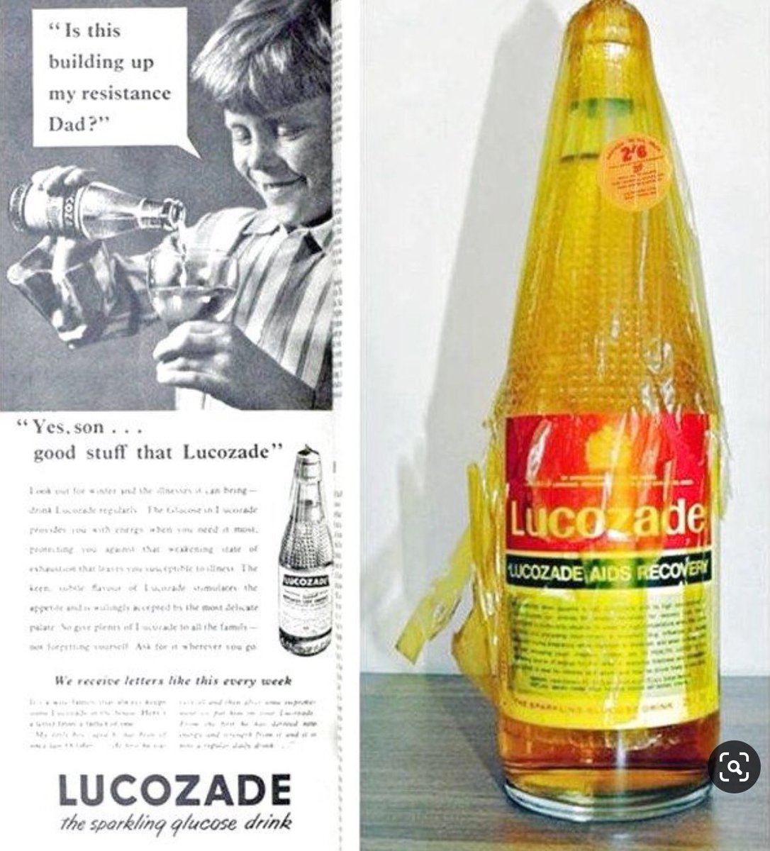 When we were kids you only saw the golden cellophane wrapped Lucozade when someone was ill.