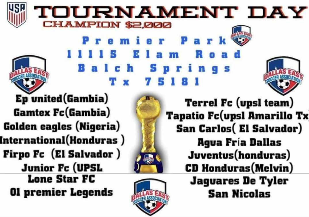 First game on Saturday July 4 @ 5 pm