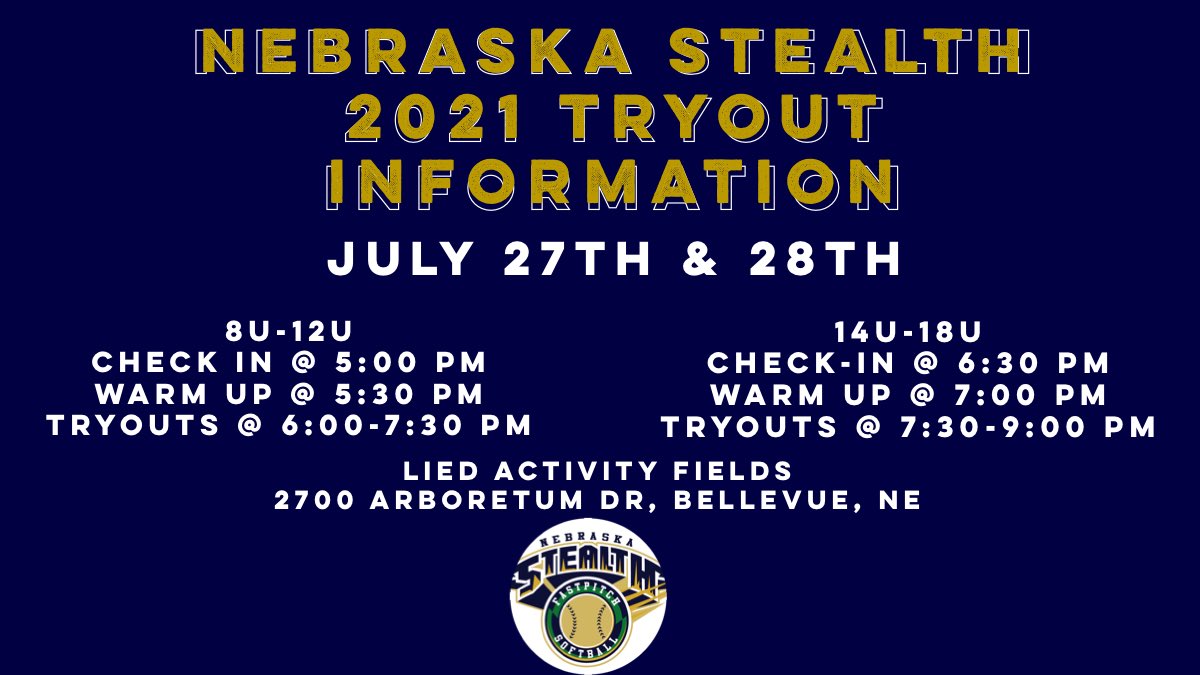 nebstealth's tweet photo. It’s officially tryout month! Reserve your spot at tryouts today!

If you cannot make group tryouts, you can set up a private tryout session!

Both forms are available on our website. 

Follow this link to sign up today—  https://t.co/lymJRA8BBx https://t.co/rz89vNHDnI