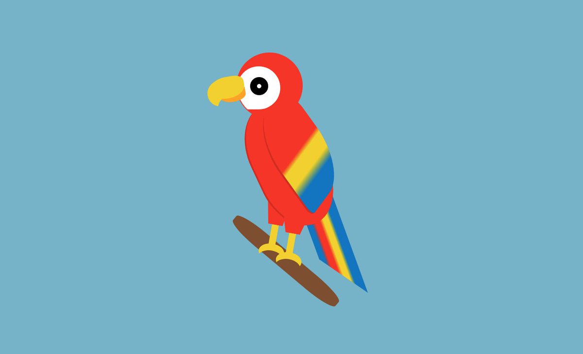 Day 47 is a parrot - I needed a bit of brightness in my day so thought some fun with gradients in primary colours  Check her out in  @CodePen  https://codepen.io/aitchiss/pen/XWXzxGq  #100daysProjectScotland  #100daysProjectScotland2020