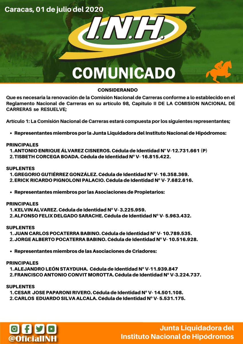 #Hipismo | Circular Administrativa sobre la renovación de la Comisión Nacional de Carreras (2/3) https://t.co/hRRUaxVt6S